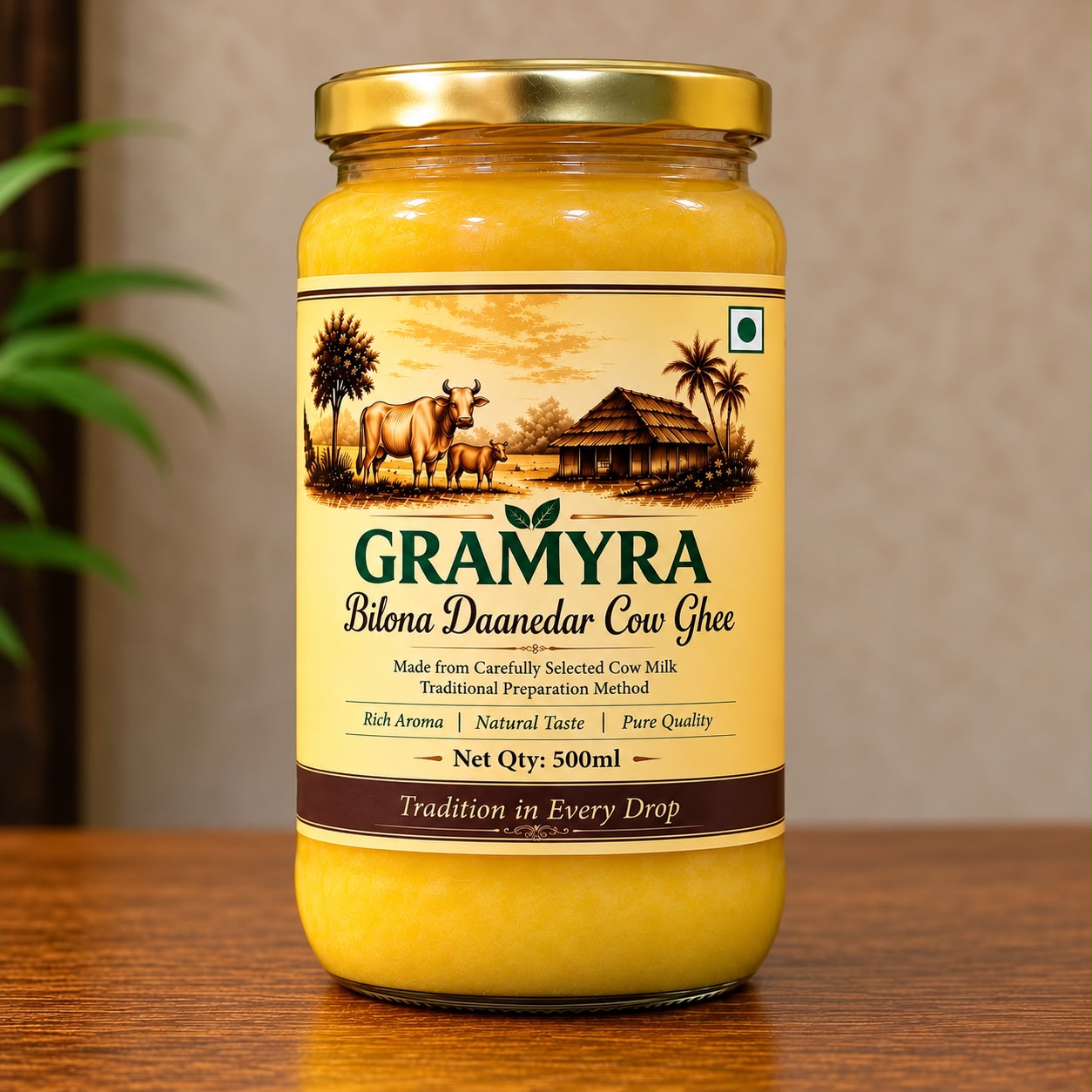 Gramyra Bilona Daanedar Cow Ghee — 500 ml